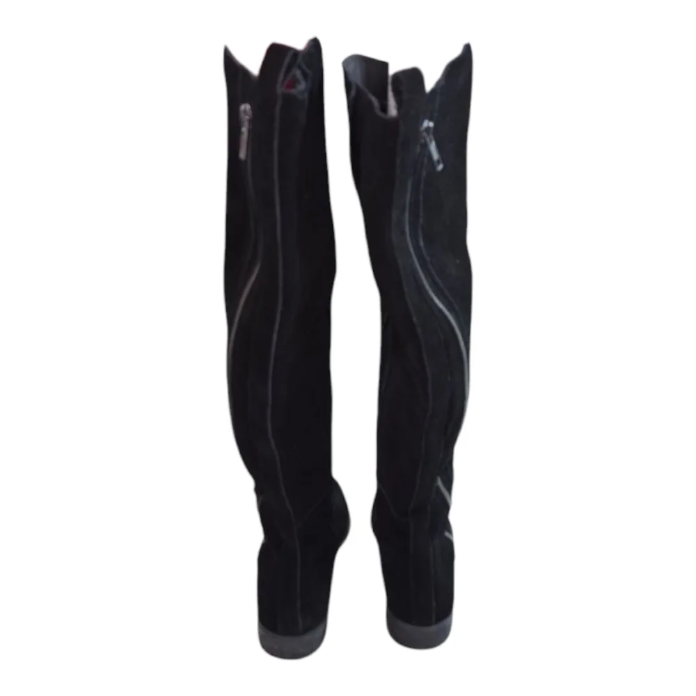 Matisse SCARLET Black Suede Leather TALL Boots Size 6.5 WIDE‎ CALF